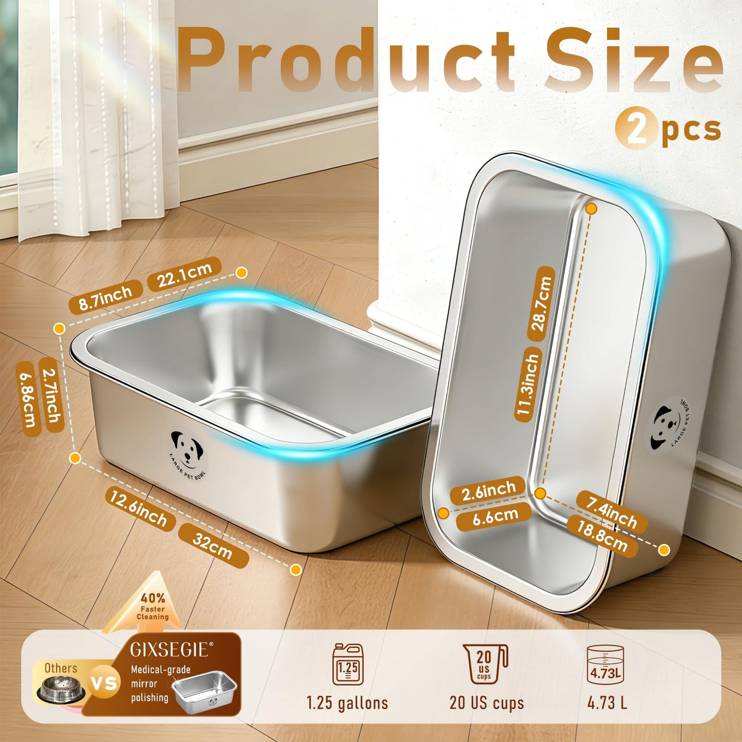 GIXSEGIE Stainless Steel Dog Bowls for Dogs