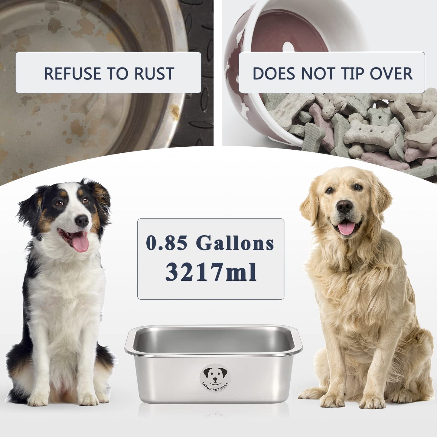 GIXSEGIE Stainless Steel Dog Bowls for Dogs