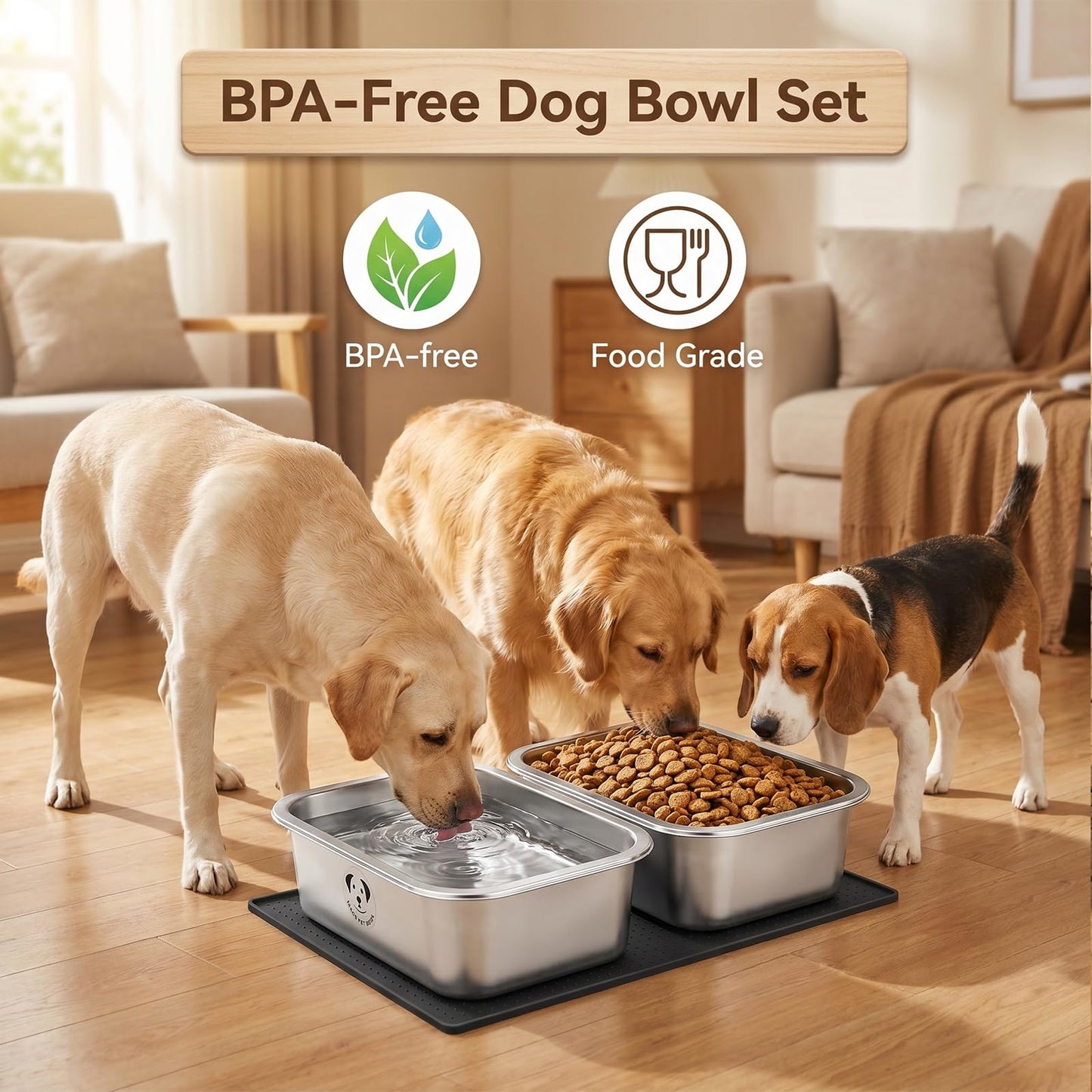 GIXSEGIE Stainless Steel Dog Bowls for Dogs
