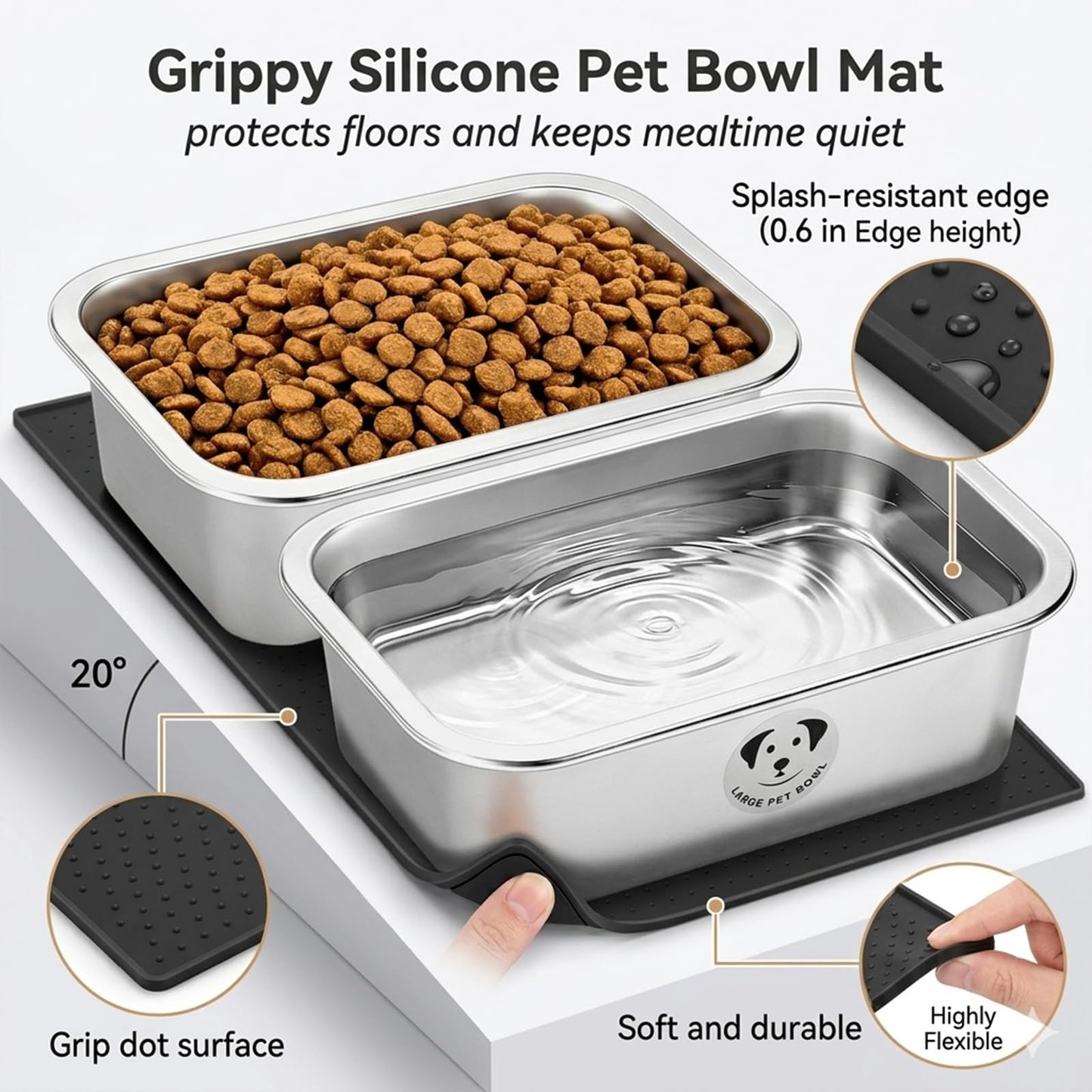 GIXSEGIE Stainless Steel Dog Bowls for Dogs