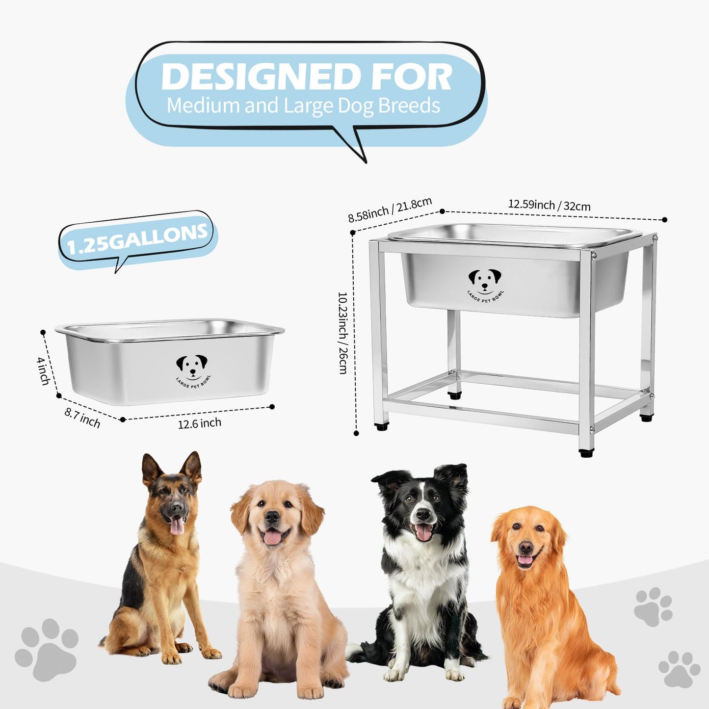 GIXSEGIE Stainless Steel Dog Bowls for Dogs