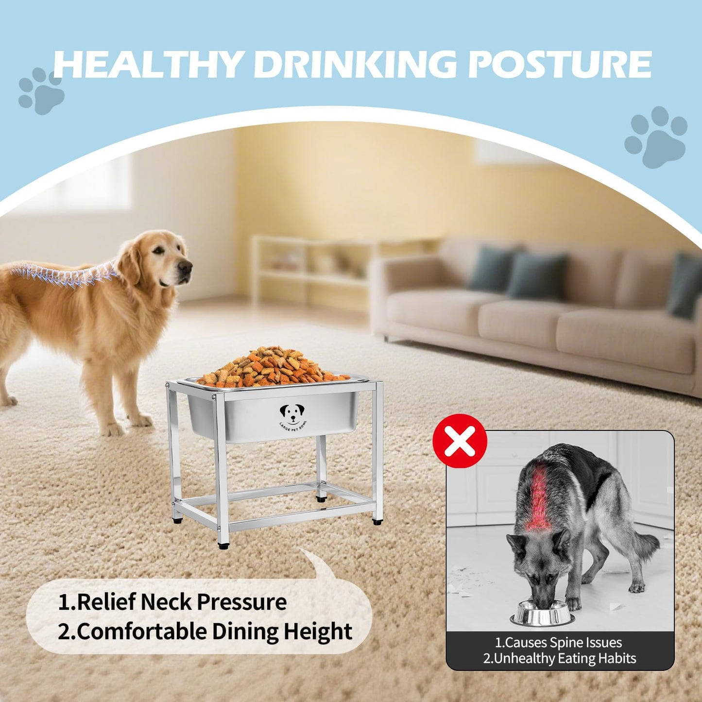GIXSEGIE Stainless Steel Dog Bowls for Dogs